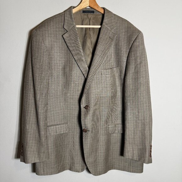 Lauren Ralph Lauren Silk Wool Plaid Sport Coat Dinner Jacket Blazer Mens 48R Tan - Picture 4 of 14